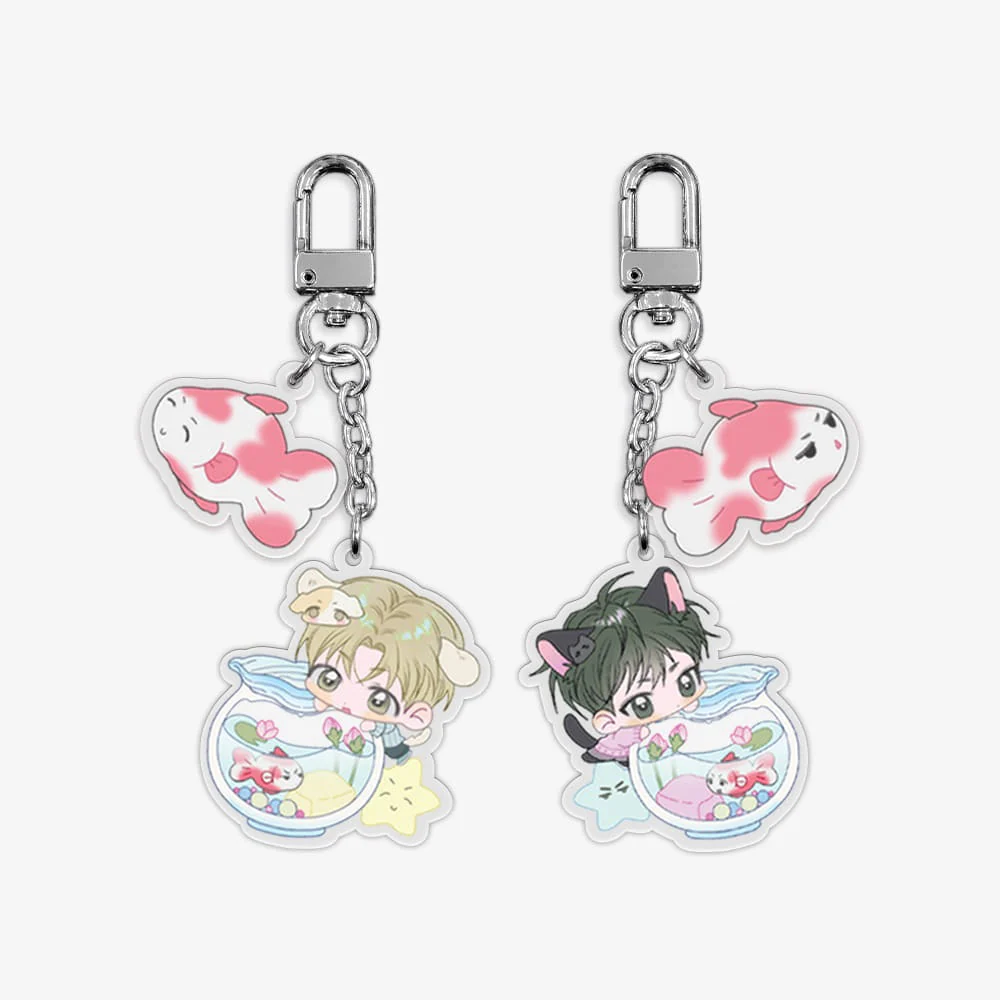 Pond Where Flowers Fall Pond Fishbowl Keychain Set